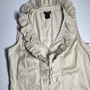 Ann Taylor Cream Ruffle Blouse